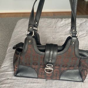 Etienne Aigner leather and pattern fabric purse